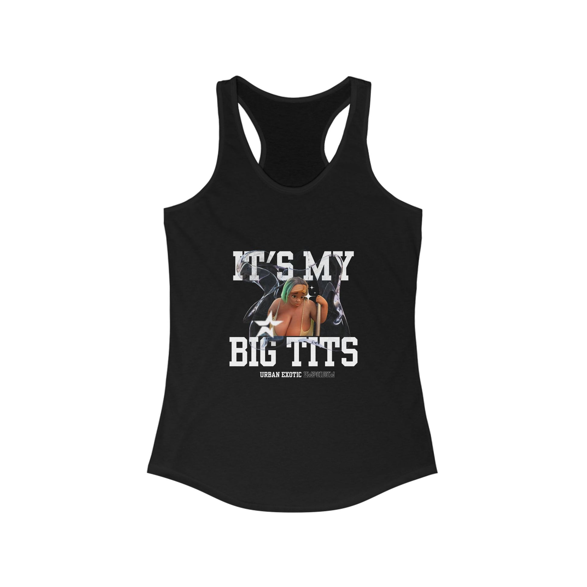 Adult Humor Women's Tank Top, Ideal Racerback Shirt, Big Tits Graphic Design,