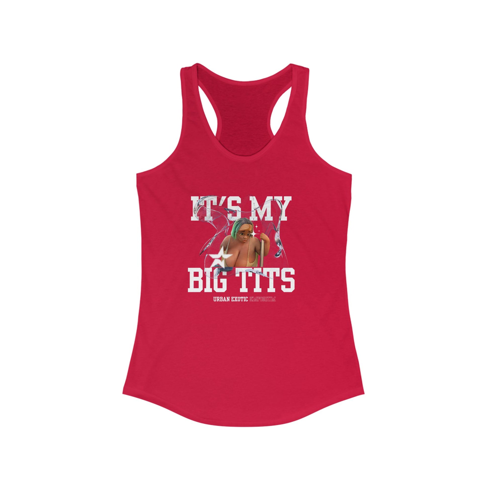 Adult Humor Women's Tank Top, Ideal Racerback Shirt, Big Tits Graphic Design,