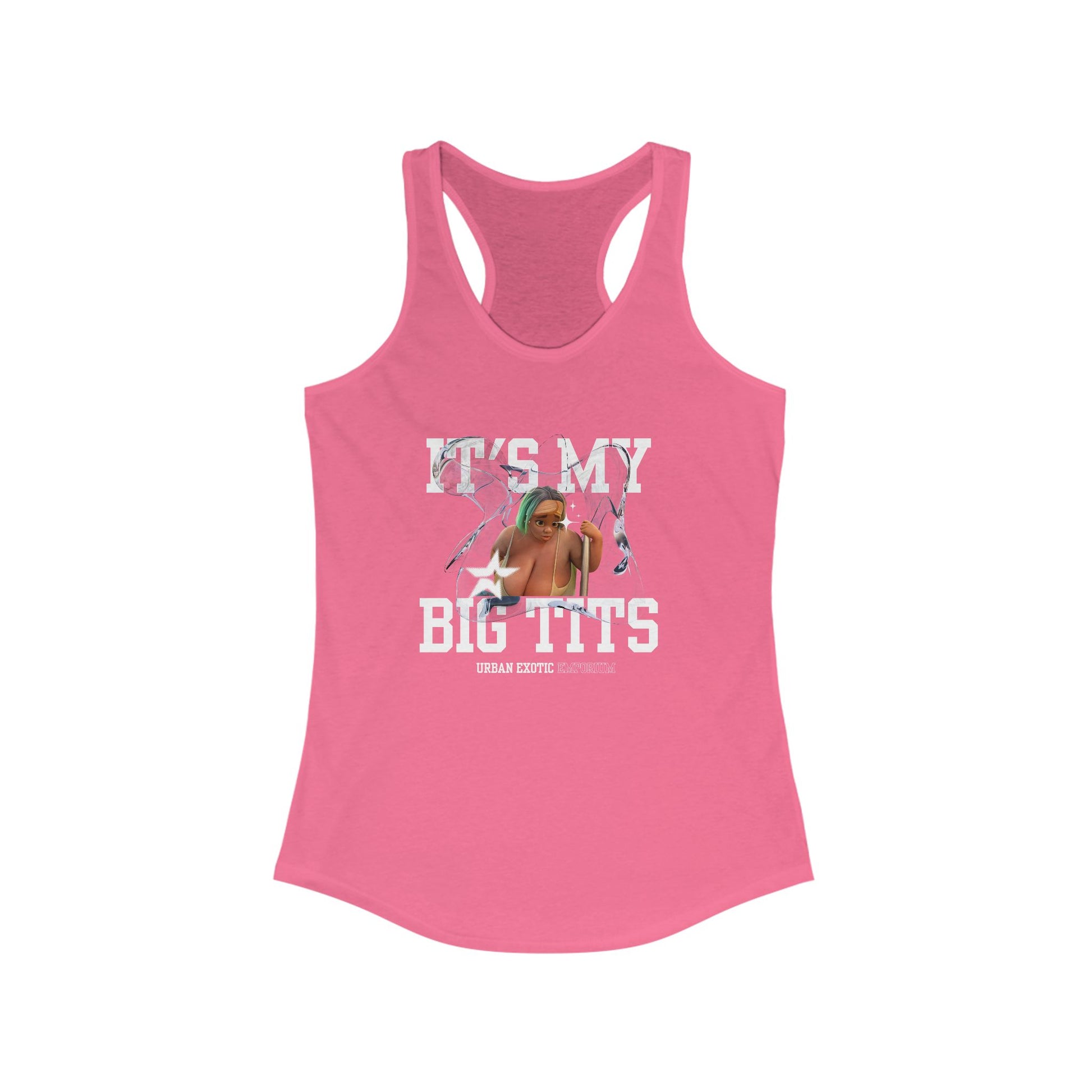 Adult Humor Women's Tank Top, Ideal Racerback Shirt, Big Tits Graphic Design,